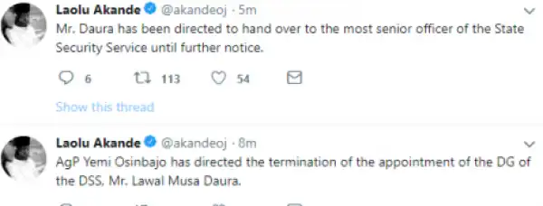 Breaking: Osinbajo Sacks DSS Boss Over NASS Invasion